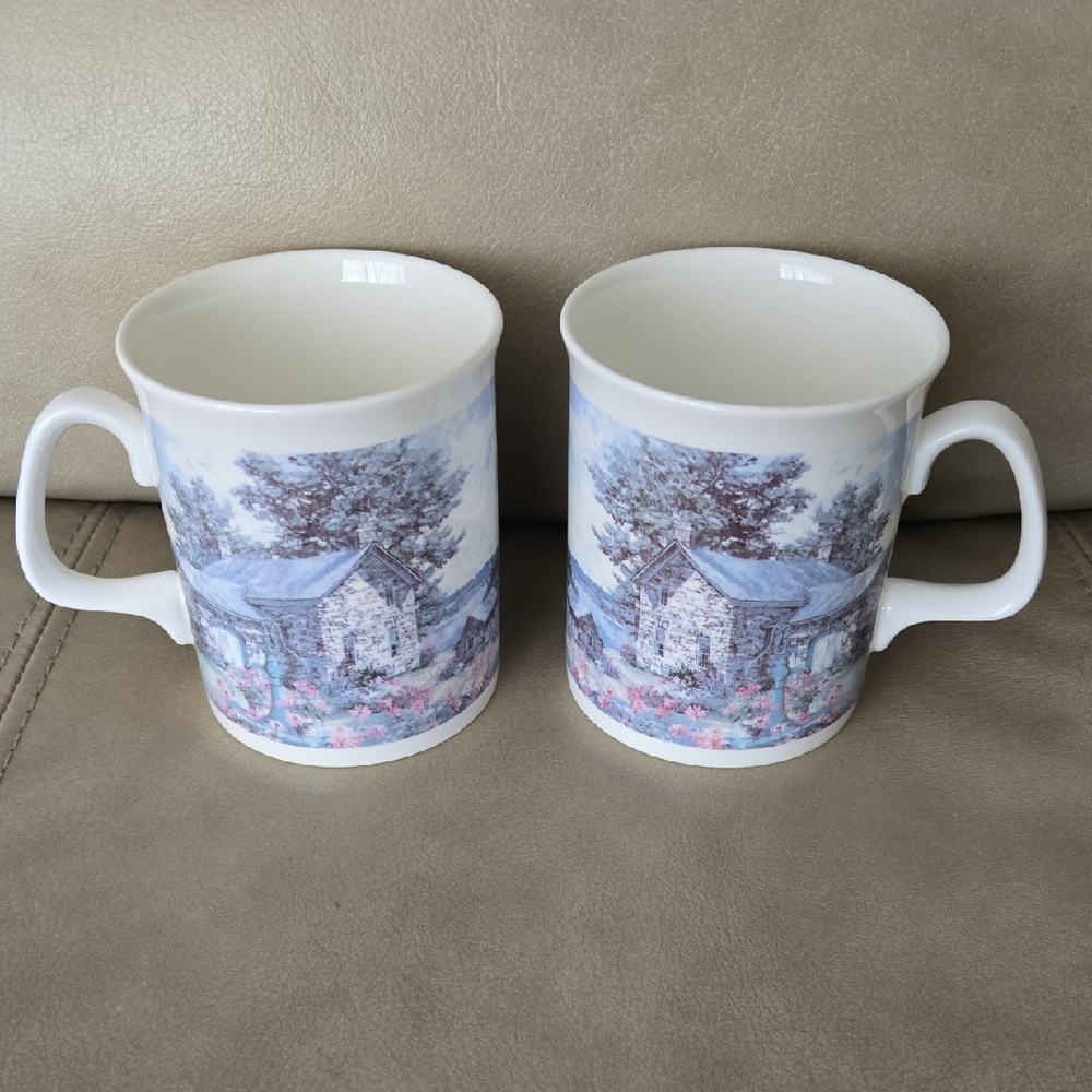 Designed By Keirstead Duchess Fine Bone Chins Rustic Cabin Scene Mugs - Set of 2